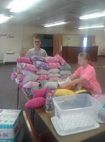 Handmade items created by the sewing ministry